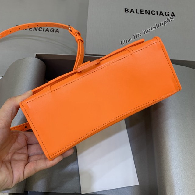 Balenciaga專櫃新款mini號手提肩背女包原單沙漏包 巴黎世家平紋橙色橙扣沙漏包 fyj1402